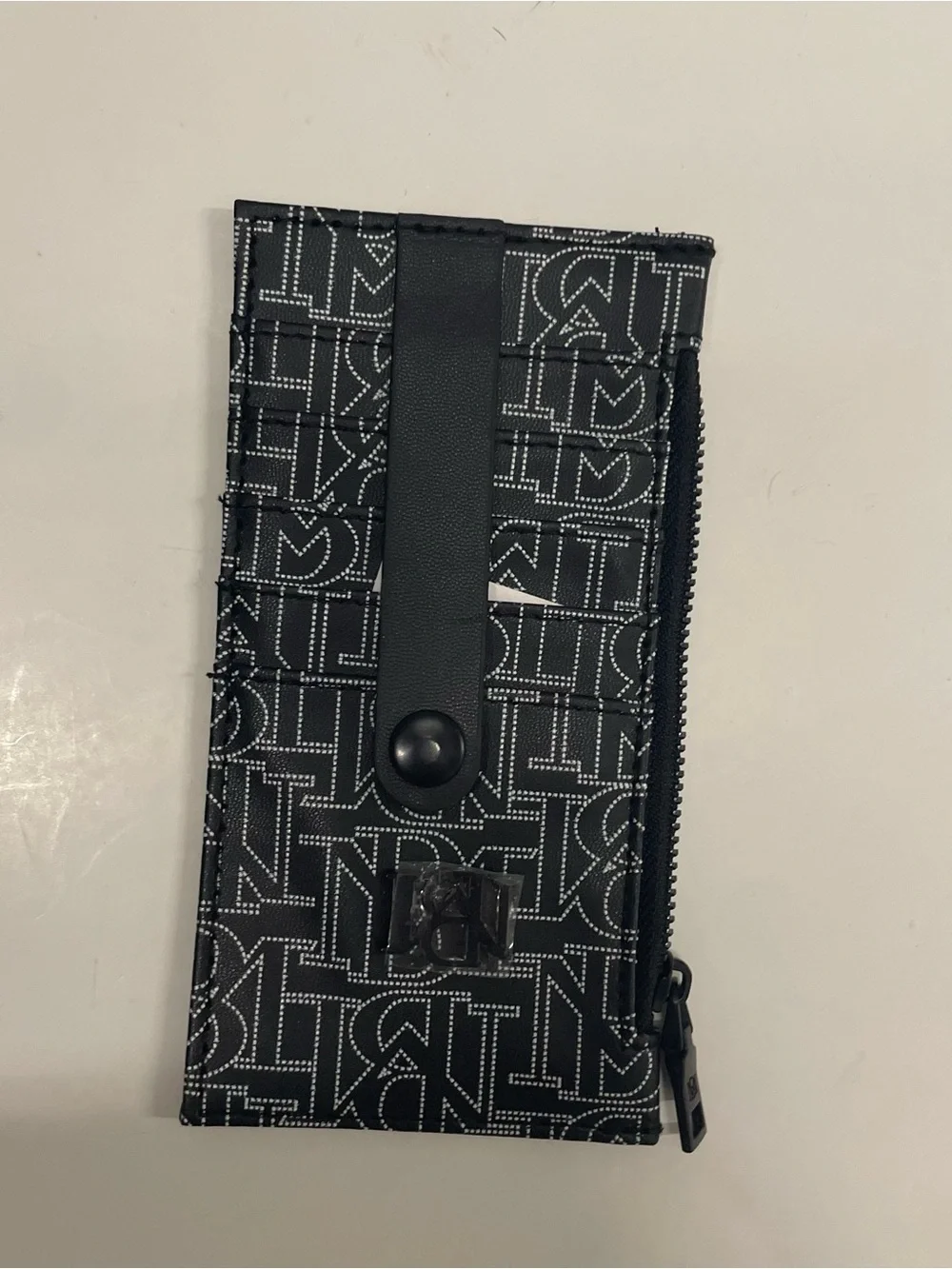 Brand New Badgley Mischka Black Monogram Vegan Leather Men’s Zip Pouch